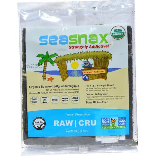 SeaSnax, Organic Raw Seaweed, 1.0 oz (28 g) Review