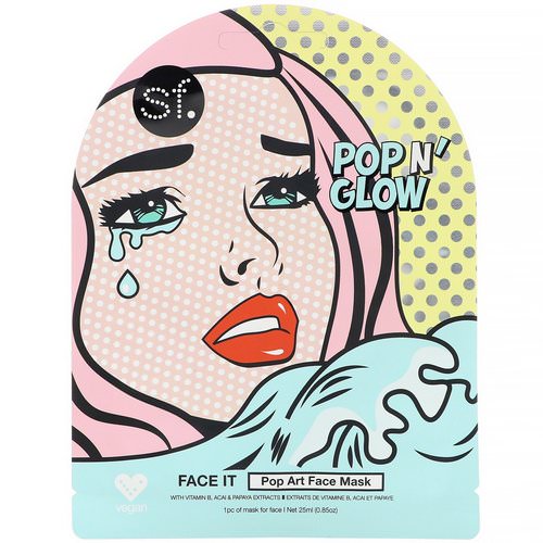 SFGlow, POP n' Glow, Face It, Pop Art Face Mask, 1 Sheet, 0.85 oz (25 ml) Review