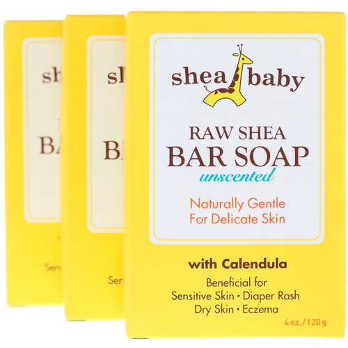Shea Baby Shea Mama, Raw Shea Bar Soap, Unscented, 3 Pack, 4 oz (120 g) Each Review