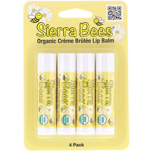 Sierra Bees, Organic Lip Balms, Creme Brulee, 4 Pack, .15 oz (4.25 g) Each Review