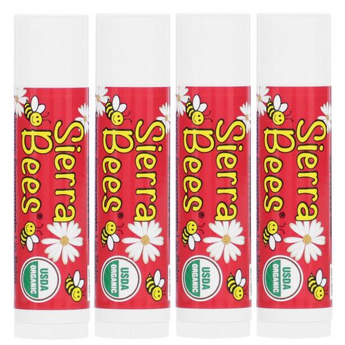 Sierra Bees, Organic Lip Balms, Pomegranate, 4 Pack, .15 oz (4.25 g) Each Review