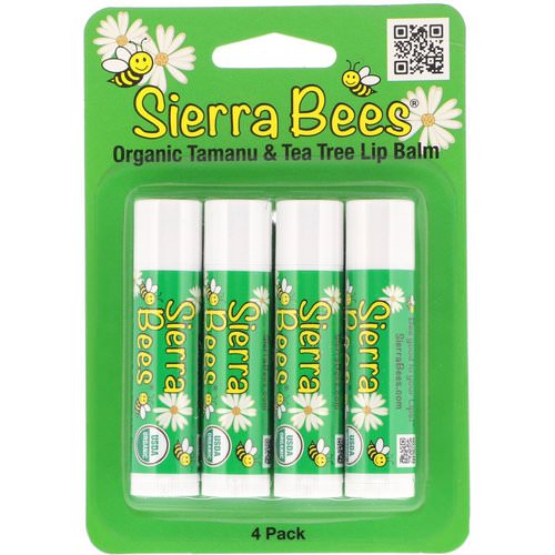 Sierra Bees, Organic Lip Balms, Tamanu & Tea Tree, 4 Pack, .15 oz (4.25 g) Each Review