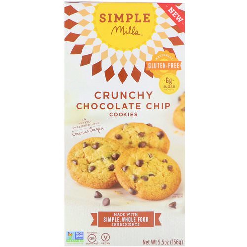 Simple Mills, Naturally Gluten-Free, Crunchy Cookies, Chocolate Chip, 5.5 oz (156 g) Review