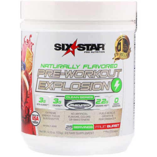 Six Star, Pre-Workout Explosion, Naturally Flavored, Fruit Burst, 6.22 oz (176 g) Review