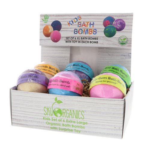 Sky Organics, Kids Bath Bombs with Surprise Toys, 6 Bath Bombs Review