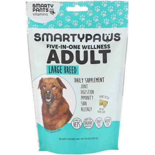 SmartyPants, SmartyPaws, Five-In-One Wellness, Adult, Large Breed, 60 Soft Chews Review