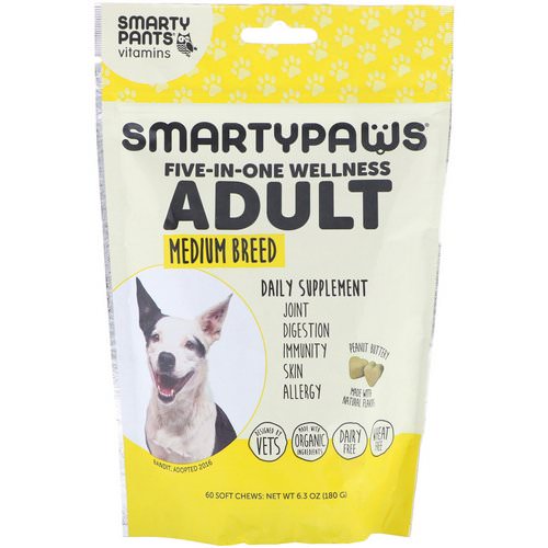 SmartyPants, SmartyPaws, Five-In-One Wellness, Adult, Medium Breed, 60 Soft Chews Review