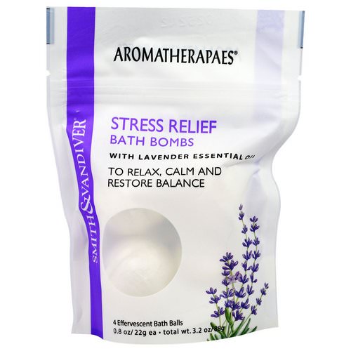 Smith & Vandiver, Stress Relief Bath Bombs with Lavender Essential, 4 Effervescent Bath Balls, 0.8 oz (22 g) Each Review
