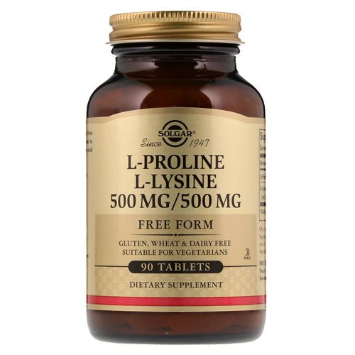 Solgar, L-Proline/L-Lysine, Free Form, 500mg/500 mg, 90 Tablets Review