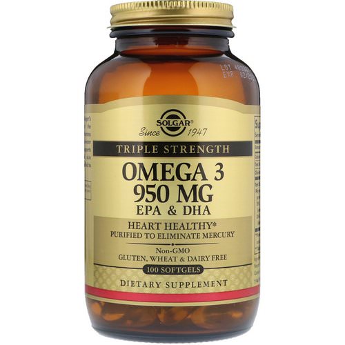 Solgar, Omega-3, EPA & DHA, Triple Strength, 950 mg, 100 Softgels Review