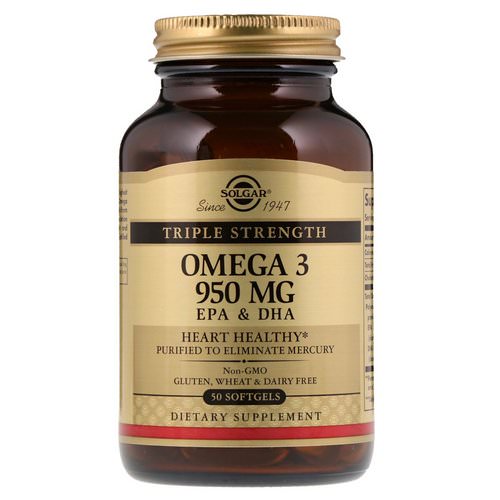 Solgar, Omega-3, EPA & DHA, Triple Strength, 950 mg, 50 Softgels Review