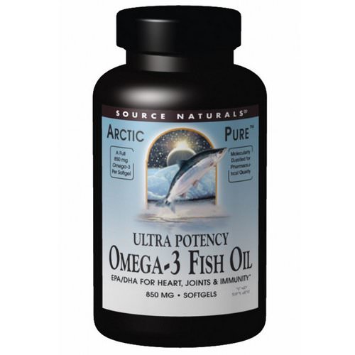 Source Naturals, Arctic Pure, Omega-3 Fish Oil, Ultra Potency, 850 mg, 60 Softgels Review