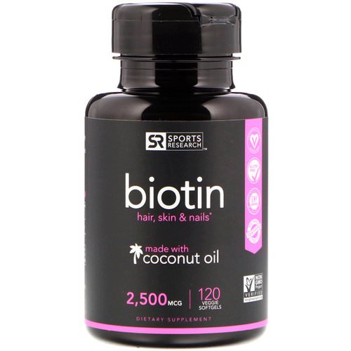 Sports Research, Biotin with Coconut Oil, 2,500 mcg, 120 Veggie Softgels Review