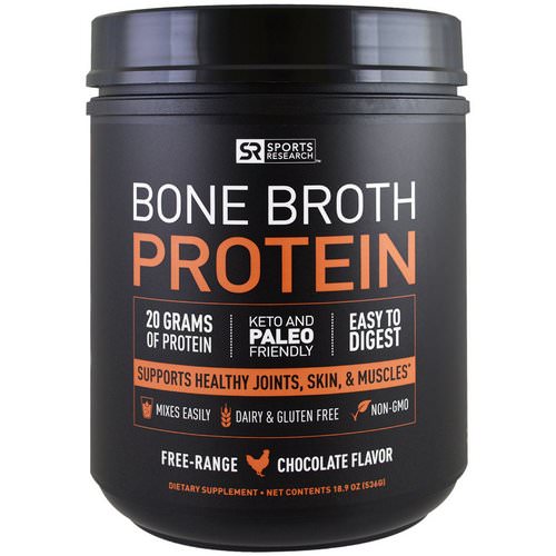 Sports Research, Bone Broth Protein, Chocolate, 1.18 lbs (536 g) Review