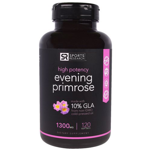 Sports Research, Evening Primrose Oil, 1300 mg, 120 Softgels Review