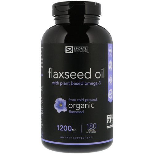 Sports Research, Flaxseed Oil with Plant Based Omega-3, 1200 mg, 180 Veggie Softgels Review