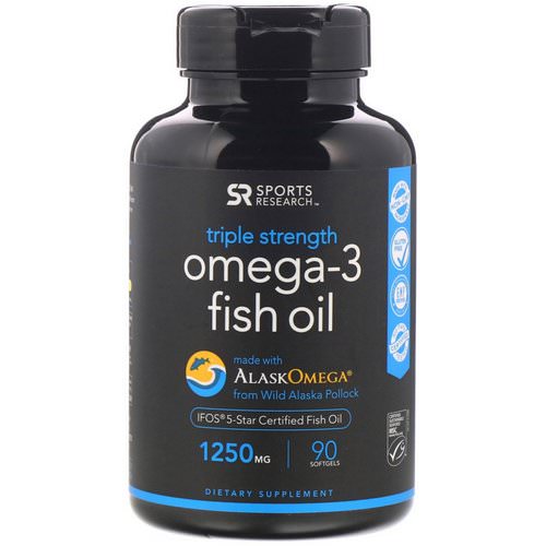 Sports Research, Omega-3 Fish Oil, Triple Stength, 1250 mg, 90 Softgels Review