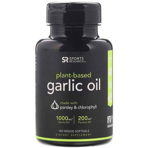 Sports Research, Plant-Based, Garlic Oil with Parsley & Chlorophyll, 150 Veggie Softgels Review