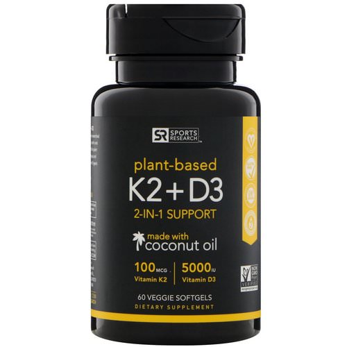 Sports Research, Vitamin K2 + D3, 100 mcg/5000 IU, 60 Veggie Softgels Review