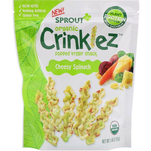 Sprout Organic, Crinklez, Popped Veggie Snack, Cheesy Spinach, 1.48 oz (42 g) Review