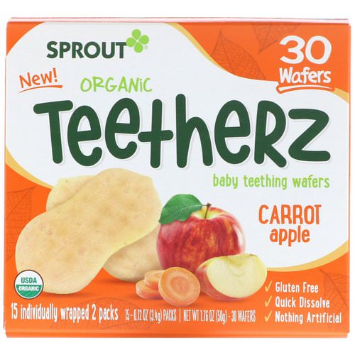 Sprout Organic, Teetherz, Baby Teething Wafers, Carrot Apple, 30 Wafers Review