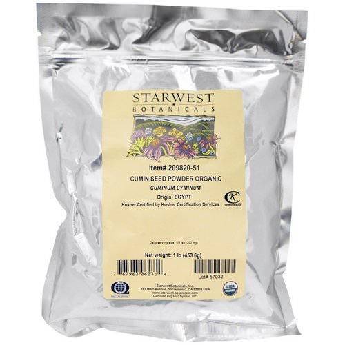 Starwest Botanicals, Organic Cumin Seed Powder, 1 lb (453.6 g) Review