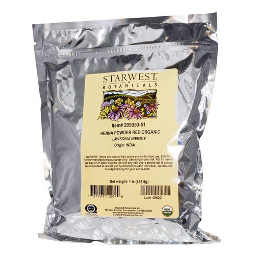 Starwest Botanicals, Organic Henna Powder, Red, 1 lb (453.6 g) Review