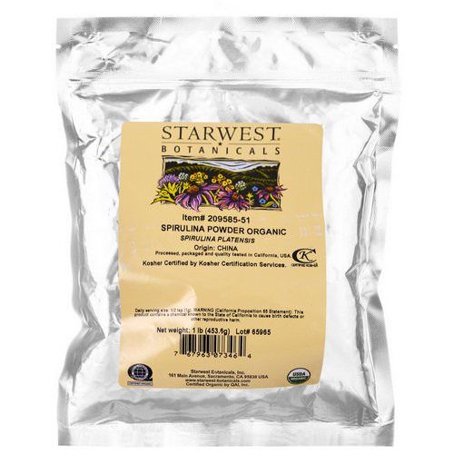 Starwest Botanicals, Spirulina Powder, Organic, 1 lb (453.6 g) Review