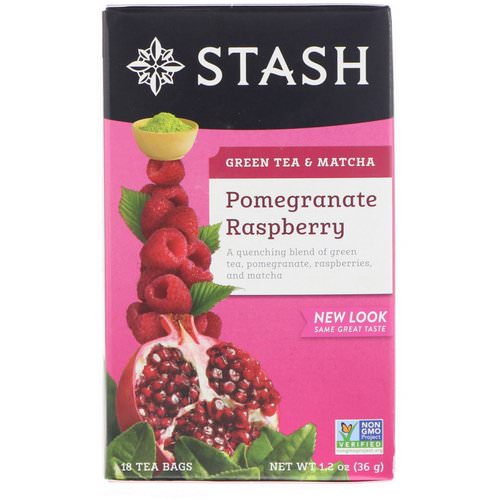 Stash Tea, Green Tea & Matcha, Pomegranate Raspberry, 18 Tea Bags, 1.2 oz (36 g) Review