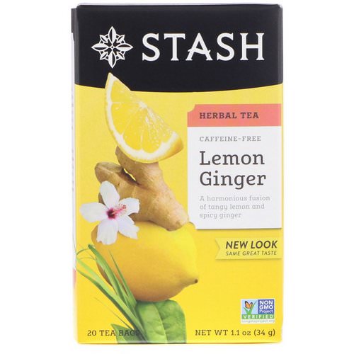 Stash Tea, Herbal Tea, Lemon Ginger, Caffeine Free, 20 Tea Bags, 1.1 oz (34 g) Review