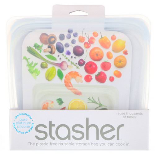 Stasher, Reusable Silicone Food Bag, Sandwich Size Medium, Clear, 15 fl oz (450 ml) Review