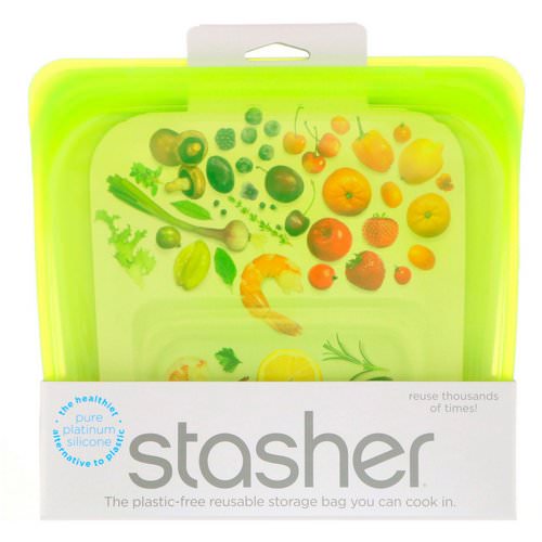 Stasher, Reusable Silicone Food Bag, Sandwich Size Medium, Lime, 15 fl oz (450 ml) Review