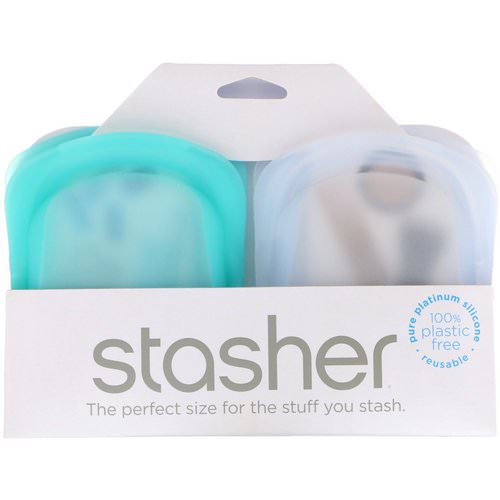 Stasher, Reusable Silicone Pocket, Clear & Aqua, 2 Pack, 4 oz (42 g) Each Review