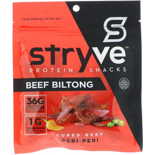 Stryve Foods, Protein Snacks Beef Biltong, Peri Peri, 2.25 oz (64 g) Review