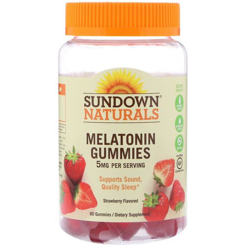 Sundown Naturals, Melatonin Gummies, Strawberry Flavored, 5 mg, 60 Gummies Review