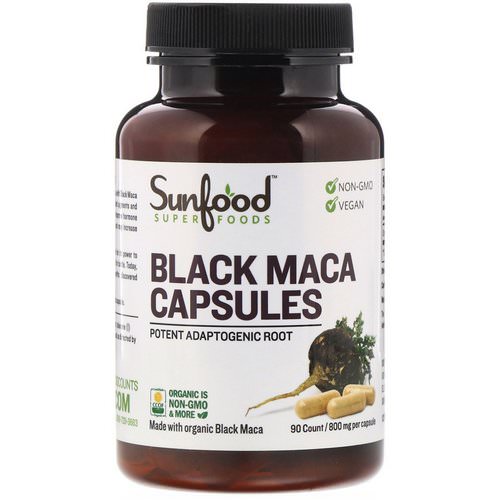 Sunfood, Black Maca Capsules, 800 mg, 90 Capsules Review