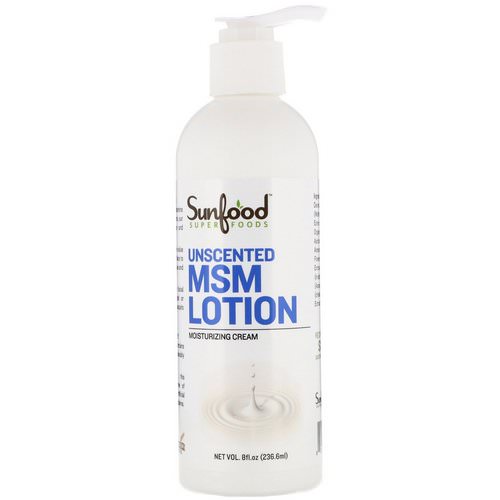 Sunfood, MSM Lotion, Unscented Moisturizing Cream, 8 fl oz (236.6 ml) Review