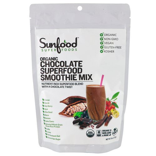 Sunfood, Organic Chocolate Superfood Smoothie Mix, 8 oz (227 g) Review