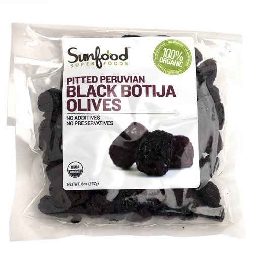 Sunfood, Organic, Pitted Peruvian Black Botija Olives, 8 oz (227 g) Review