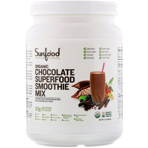 Sunfood, Organic Superfood Smoothie Mix, Chocolate, 1.1 lb (498.9 g) Review