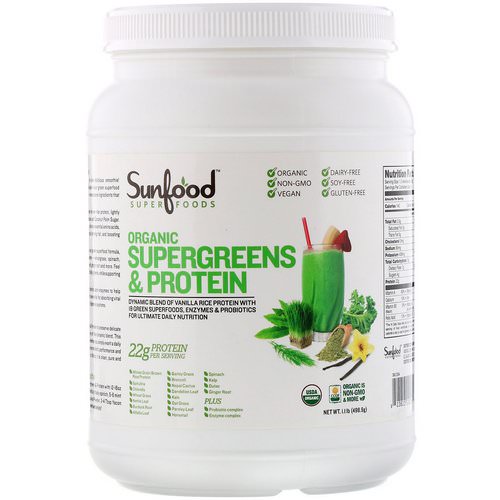 Sunfood, Organic Supergreens & Protein, 1.1 lb (498.9 g) Review