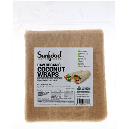 Sunfood, Raw Organic Coconut Wraps, 7 Wraps, 4.4 oz (126 g) Review
