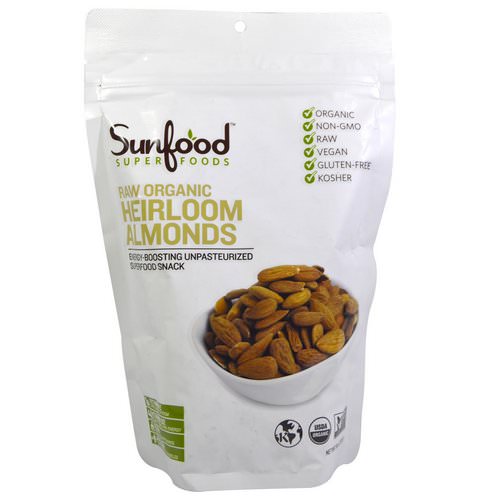 Sunfood, RAW Organic, Heirloom Almonds, 8 oz (227 g) Review