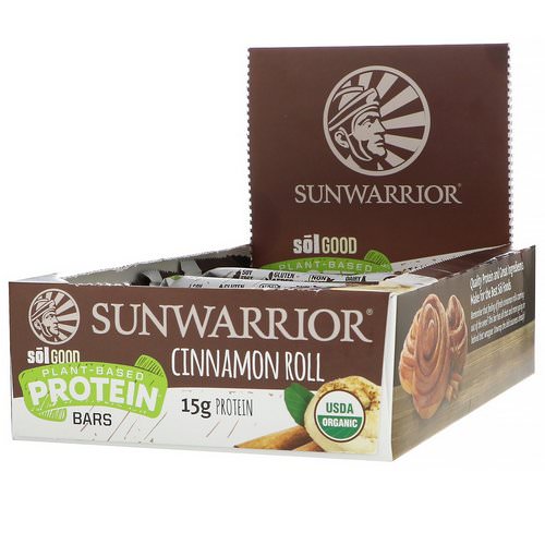 Sunwarrior, Sol Good, Plant-Based Protein Bars, Cinnamon Roll, 12 Bars, 2.01 oz (57 g) Each Review