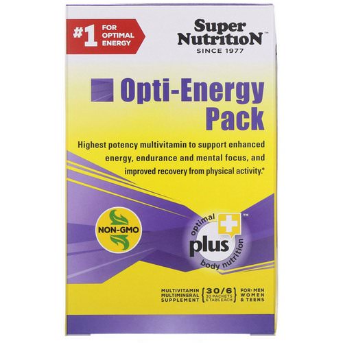 Super Nutrition, Opti-Energy Pack, MultiVitamin/Multimineral Supplement, 30 Packets, (6 Tabs Each) Review