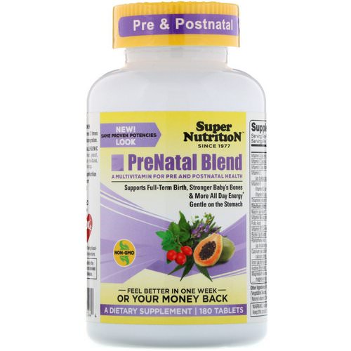 Super Nutrition, PreNatal Blend, 180 Tablets Review