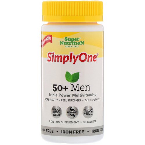 Super Nutrition, SimplyOne, 50+ Men, Triple Power Multivitamins, Iron Free, 30 Tablets Review