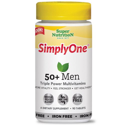 Super Nutrition, SimplyOne, 50+ Men Triple Power Multivitamins, Iron-Free, 90 Tablets Review