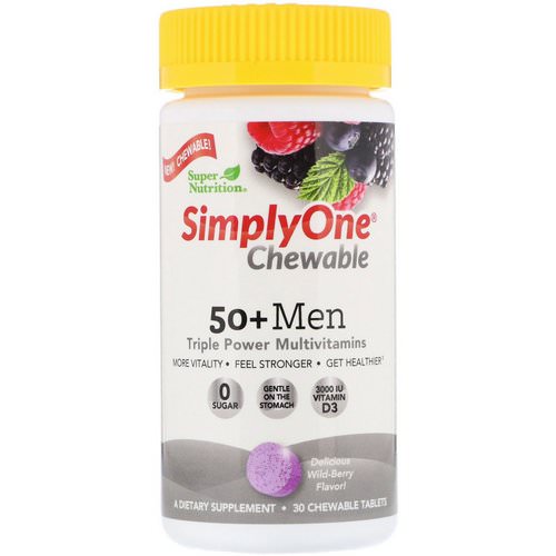 Super Nutrition, SimplyOne, 50+ Men, Triple Power Multivitamins, Wild-Berry Flavor, 30 Chewable Tablets Review