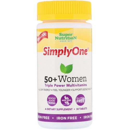 Super Nutrition, SimplyOne, 50+ Women, Triple Power Multivitamins, Iron Free, 30 Tablets Review
